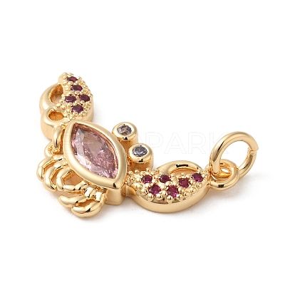 Rack Plating Brass Micro Pave Cubic Zirconia Pendants X-KK-P241-08G-1