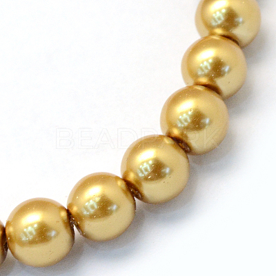 Baking Paint Pearlized Glass Pearl Round Bead Strands HY-Q330-8mm-08-1