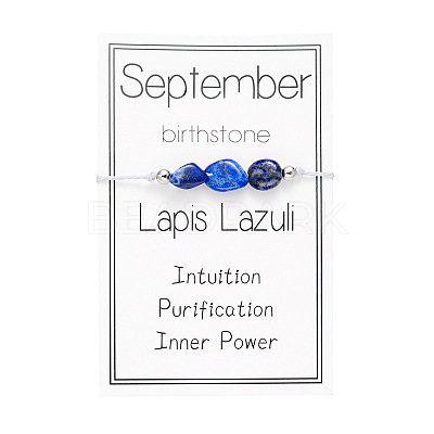 Natural Lapis Lazuli Chip Beads Braided Bead Bracelets for Men Women WGC996D-10-1