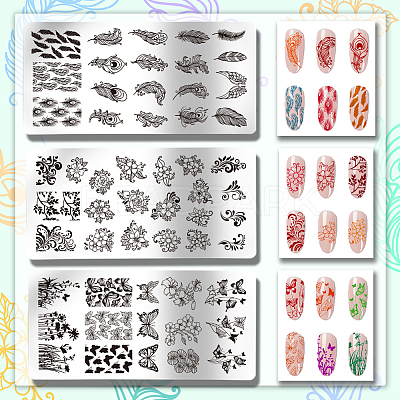 Stainless Steel DIY Nail Art Templates MRMJ-WH0092-035-1