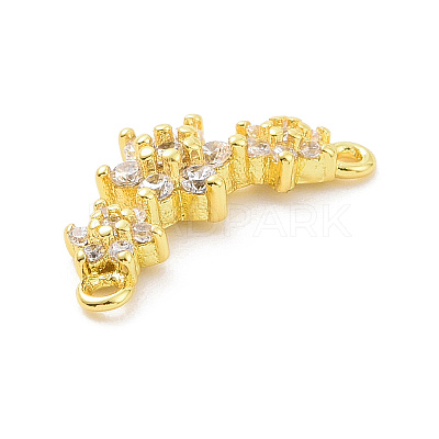 Eco-friendly Rack Plating Brass Micro Pave Cubic Zirconia 2-Loop Charms KK-F843-08G-1