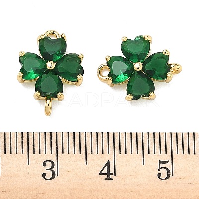 Saint Patrick's Day Glass Clover Connector Charms KK-P348-03G-1