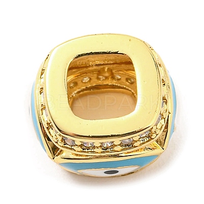 Rack Plating Brass Micro Pave Cubic Zirconia Evil Eye European Beads with Enamel KK-M247-34G-1