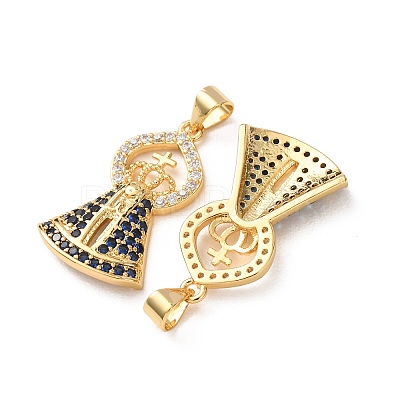 Brass Micro Pave Blue Cubic Zirconia Pendants CU-H002-03G-1