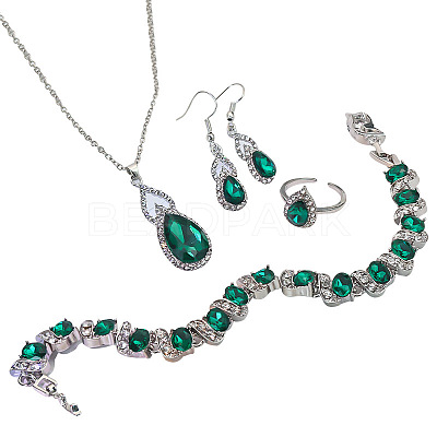 Alloy Rhinestone Glass Jewelry Sets FS-WG78952-01-1