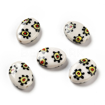 Handmade Printed Porcelain Beads PORC-F005-01D-1