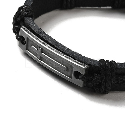 Alloy Rectangle with Cross Link Bracelet BJEW-C037-01A-1