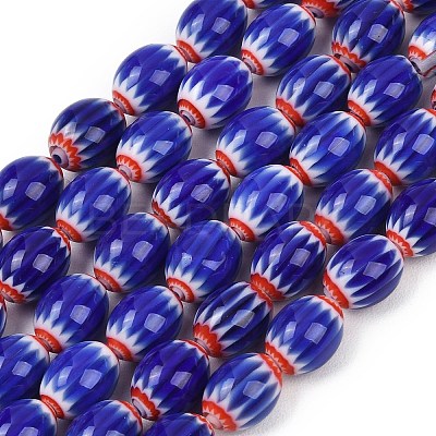 Handmade Millefiori Glass Oval Bead Strands LK-Z001-01A-1