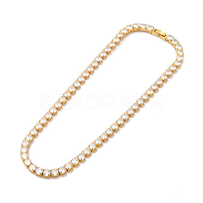Clear Cubic Zirconia Tennis Necklace NJEW-E038-10B-G-1