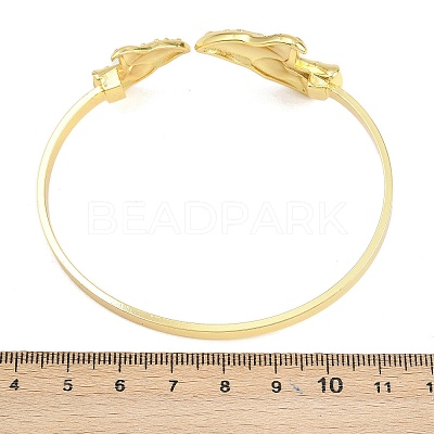 Marine Organism Brass Cuff Bangles for Women BJEW-D368-03K-G-1