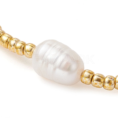 Natural Pearl & Seed Braided Bead Bracelets BJEW-JB09722-01-1