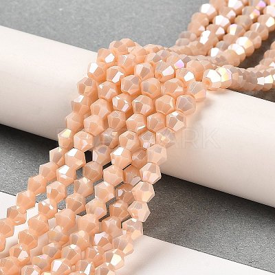 Opaque Solid Color Electroplate Glass Beads Strands EGLA-A039-P4mm-B06-1