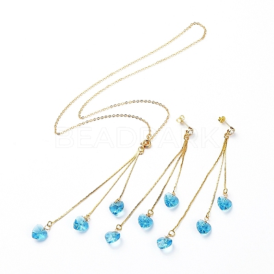 Stud Earrings & Pendant Necklaces Sets SJEW-JS01075-04-1