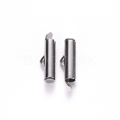 Tarnish Resistant 304 Stainless Steel Slide On End Clasp Tubes STAS-S115-01F-P-1