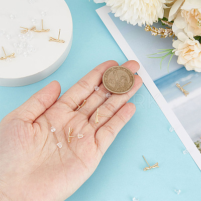 10Pcs Brass Bowknot Stud Earring Findings KK-BC0011-06-1