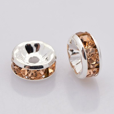 Brass Grade A Rhinestone Spacer Beads RB-A014-Z8mm-25S-1