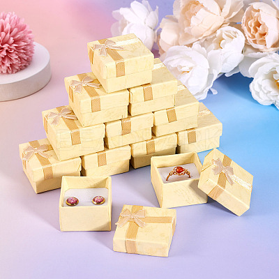 Square Paper Jewelry Ring Gift Boxes with Bowknot CON-TAC0010-80D-1
