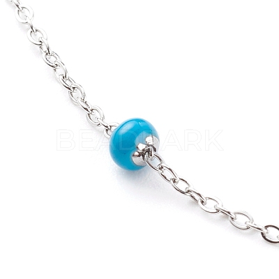 Stainless Steel Satellite Chain Anklets AJEW-AN00423-1
