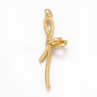 Rack Plating Brass Micro Pave Clear Cubic Zirconia Pendants KK-M229-12G-1