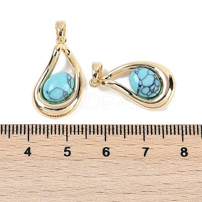 Synthetic Turquoise Teardrop Pendants KK-U043-39G-02-1