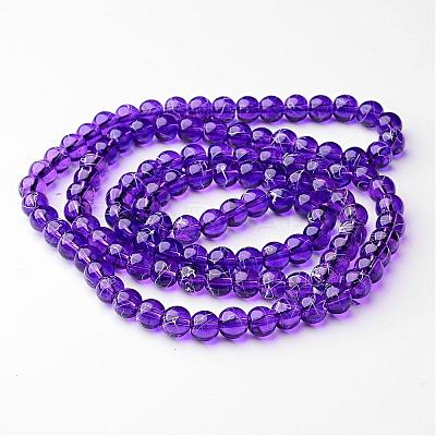 Drawbench Transparent Glass Round Beads Strands X-GLAD-Q012-8mm-16-1