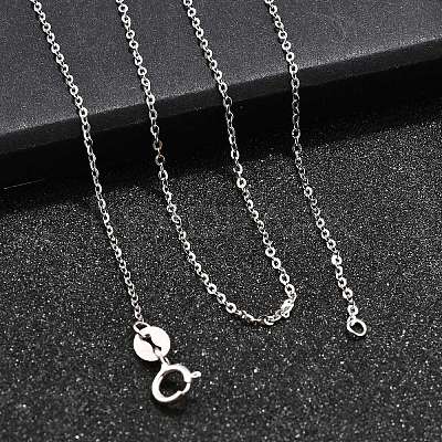 Anti-Tarnish Rhodium Plated 925 Sterling Silver Cable Chain Necklaces NJEW-N0048-46-18-1