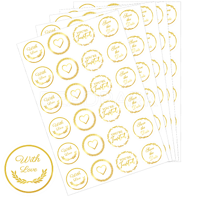 Word Gold Foil Self-adhesive Stickers DIY-WH20001-13H-1
