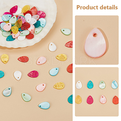 80Pcs 8 Styles Freshwater Shell Dyed Teardrop Charms FIND-PH0018-28-1