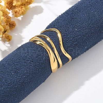 304 Stainless Steel Multilayer Open Cuff Rings for Women RJEW-Z077-01G-01-1