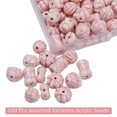 100Pcs 5 Styles Acylic Imitation Turquoise Beads OACR-YW0002-54-1