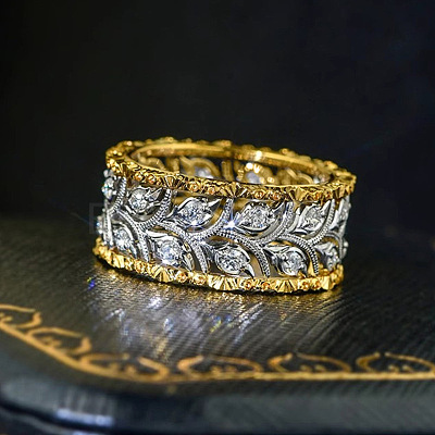 Brass Micro Pave Clear Cubic Zirconia Finger Rings FS-WG88BF1-04-1
