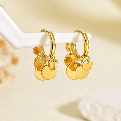 Stainless Steel Flat Round Chandelier Earrings JB5555-1