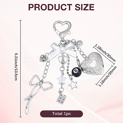 1Pc Heart with Bowknot Alloy Pendant Decorations KEYC-BM0001-22-1