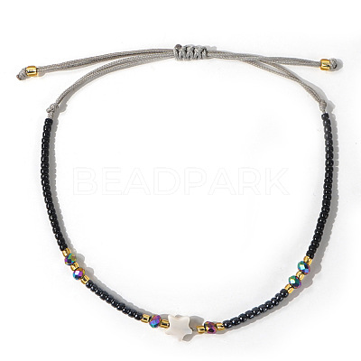 Adjustable Glass Seed Beads Braided Bead Bracelets IF7120-2-1