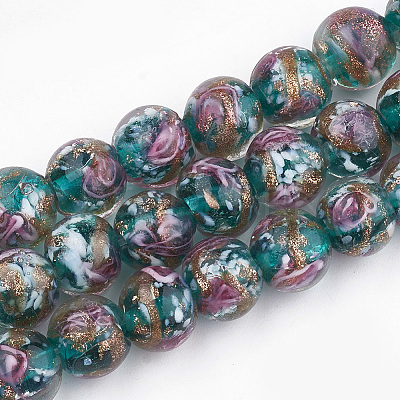 Handmade Gold Sand Lampwork Beads X-LAMP-T006-09D-1