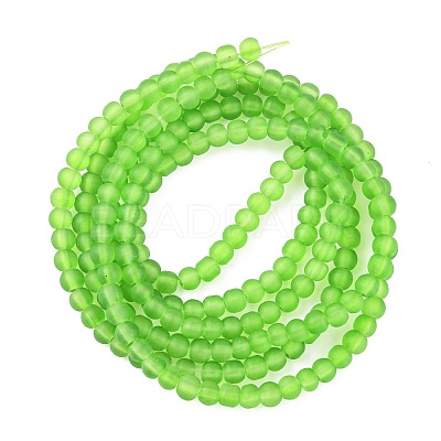 Baking Paint Frosted Glass Bead Strands GGB4MMY-DKM-1