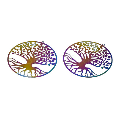 Ion Plating(IP) 201 Stainless Steel Filigree Pendants STAS-S118-073-1