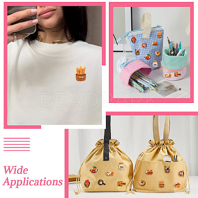 12Pcs 12 Styles Bread Themed Resin Pins JEWB-CJ0003-09-1