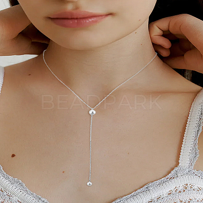 1Pc Stainless Steel Cable Chains Lariat Necklace NJEW-LP0004-29S-1
