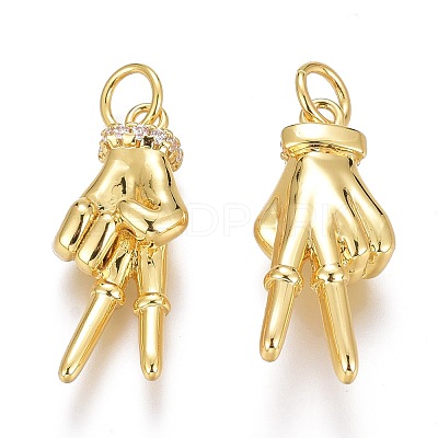 Brass Micro Pave Clear Cubic Zirconia ASL Pendants ZIRC-Z008-32G-1