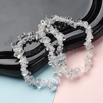 Unisex Chip Natural Quartz Crystal Beaded Stretch Bracelets BJEW-S143-16-1
