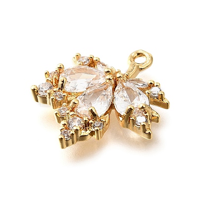 Brass Micro Pave Clear Cubic Zirconia Pendants KK-U065-03G-01-1