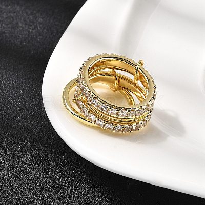 Brass Micro Pave Cubic Zirconia Finger Rings RJEW-P166-12G-01-1