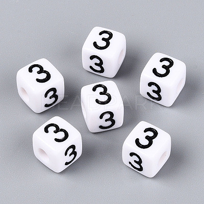 Opaque Acrylic European Large Hole Beads SACR-N020-01B-04-1