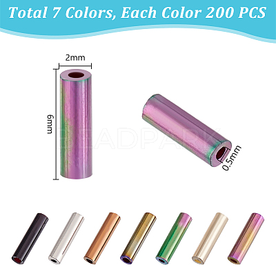 1400Pcs 7 Colors Glass Bugle Beads SEED-PH0002-14-1