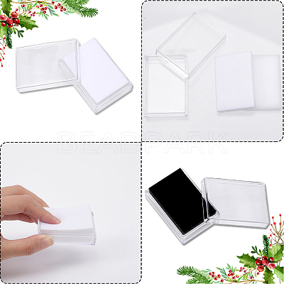 10Pcs 2 Colors Rectangle Transparent Plastic Loose Diamond Gemstone Storage Boxes CON-WH0095-46-1