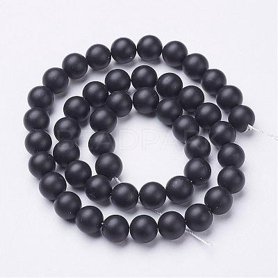 Natural Black Agate Beads Strands G-D543-8mm-1