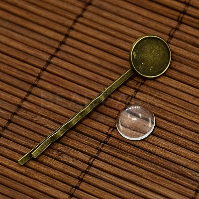 12mm Transparent Clear Domed Glass Cabochon Cover for Iron Hair Bobby Pin DIY Making DIY-X0071-NF-1
