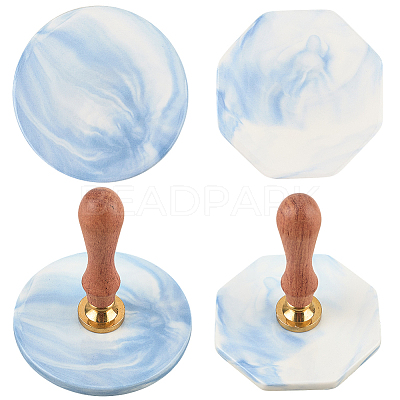 2Pcs 2 Styles Marble Pattern Porcelain Cup Coasters AJEW-CP0009-18B-1