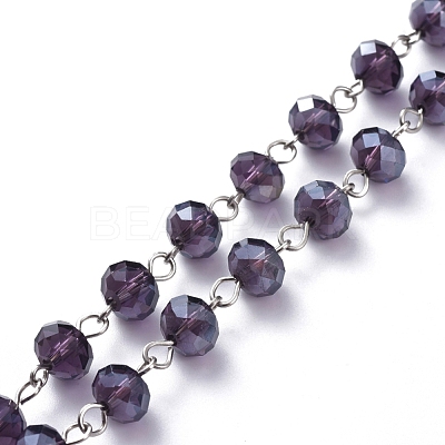 Handmade Electroplate Glass Beaded Chains AJEW-JB00529-03-1
